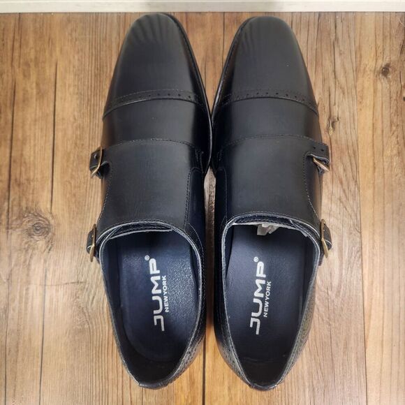Jump New York Manolo Double Monk Strap Dress Shoes Men Sz 9 M Navy Blue Leather - Picture 7 of 11